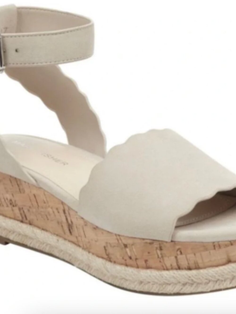 Marc Fisher Beige Scalloped Espadrille Sandals